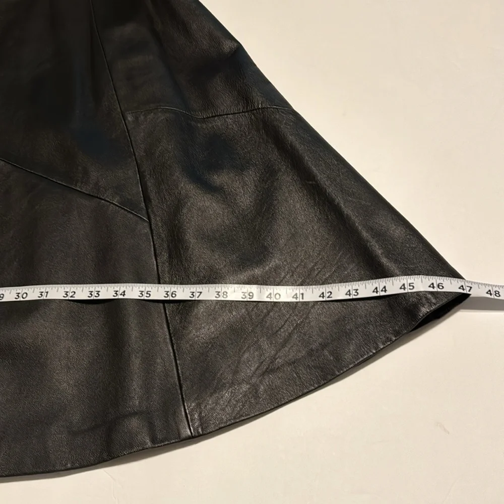 Gingette Leather Vintage Black Soft Maxi Lined Zip Genuine Skirt Israel 26” - Picture 11 of 16